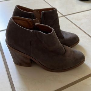 Grey heeled booties